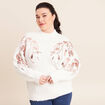 Pull col rond manches longues sequins ecru femme