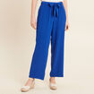 Pantalon flou droit 7/8ème bleu electrique femme