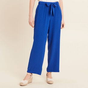 pantalon flou droit 78eme bleu electrique femme Pantalon flou droit 7/8ème bleu electrique femme