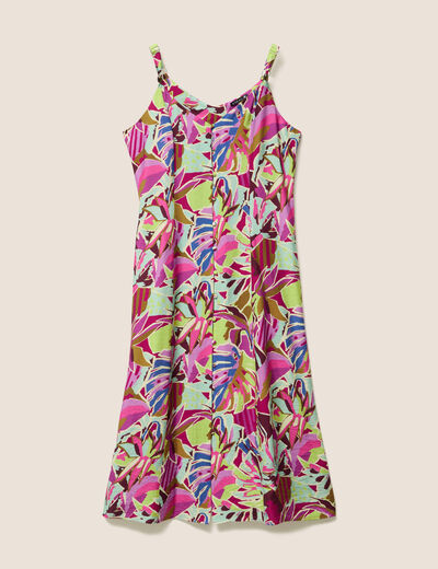 robe évasée crêpe col v sans manches mauve femme