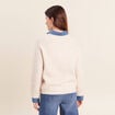 Pull bi-mati&egrave;re col chemise ecru femme