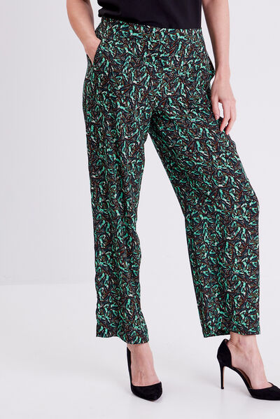 Pantalon flou vert pastel femme