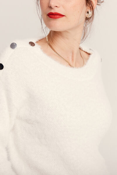 Pull manches longues ecru femme