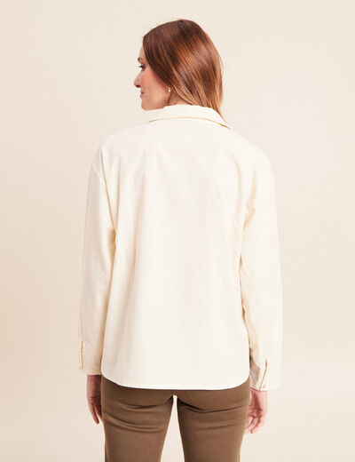Chemise ample en velours milleraie ecru femme