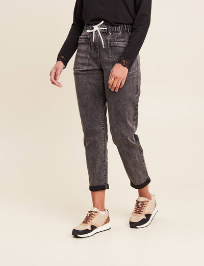 Jean coupe mom 7/8&egrave;me denim gris femme