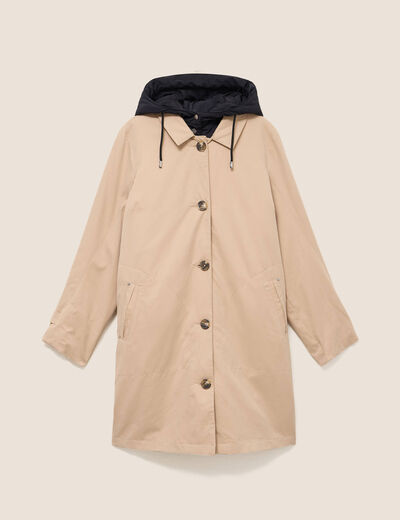 Trench doubl&eacute; satin&eacute; beige femme