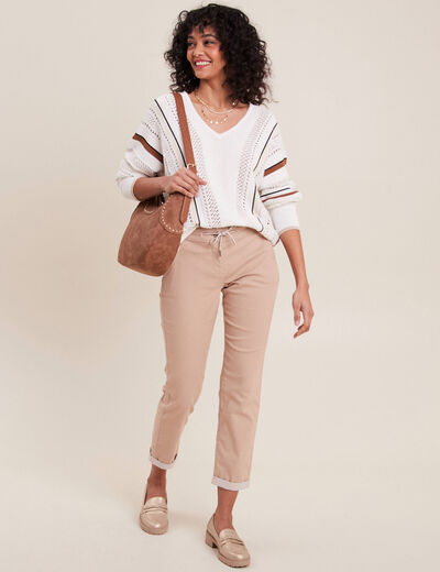 Pantalon coupe chino 7/8ème sable femme