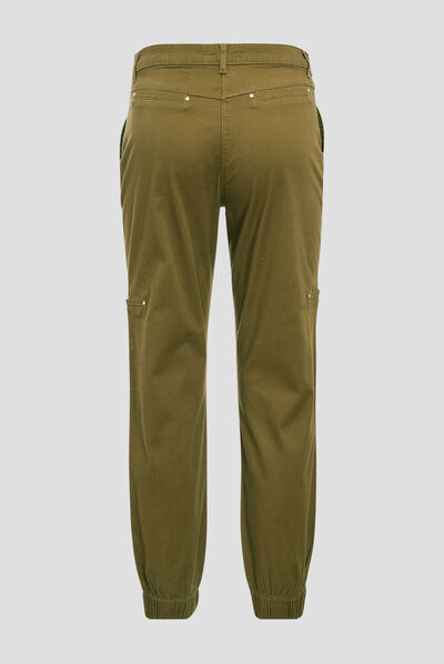 Pantalon resserré en bas vert olive femme