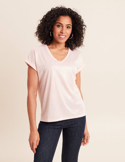 T-shirt manches courtes vieux rose femme