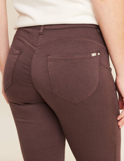 Pantacourt droit taille standard marron femme