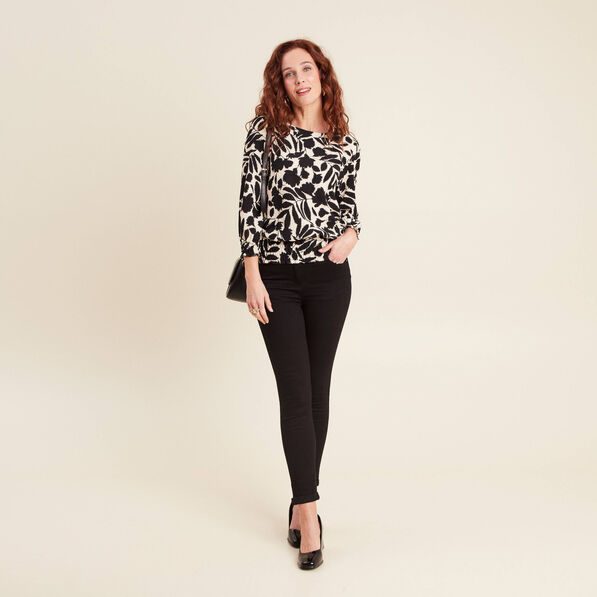 Blouse manches 3/4 noir femme