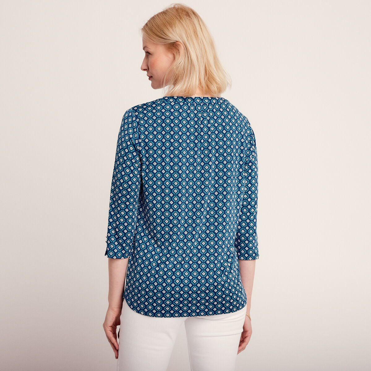 T-shirt manches 3/4 bleu foncé femme