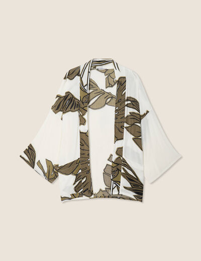 Veste esprit kimono vert kaki femme