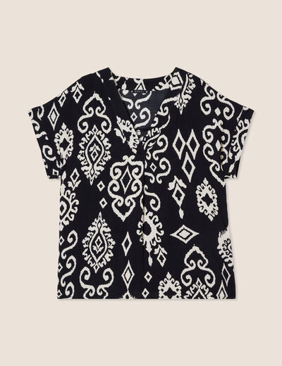 Blouse manches courtes noir femme