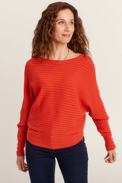 Pull manches longues orange femme