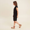 Robe cintrée courte col rond noir femme