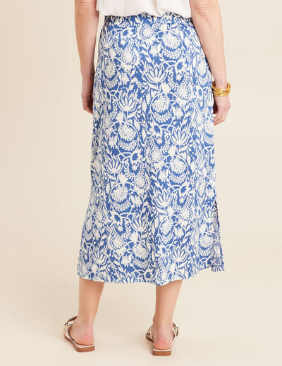 Jupe midi droite bleu femme