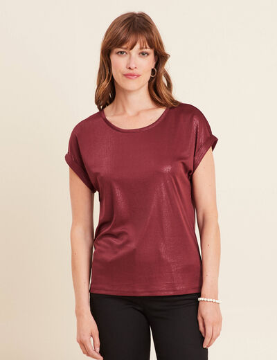 T-shirt manches courtes bordeaux femme