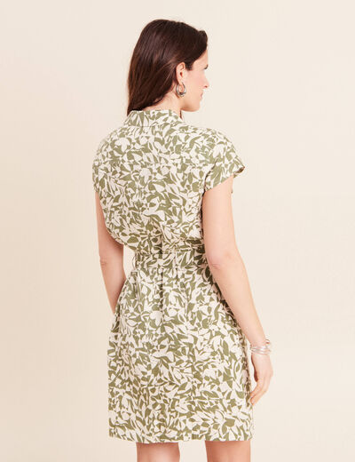 Robe droite zipp&eacute;e vert kaki femme