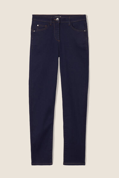 Pantalon léger taille haute 7/8ème denim brut femme