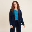 Veste tailleur velours bleu marine femme