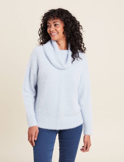 Pull manches longues bleu pastel femme