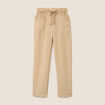 Pantalon mom 7/8&egrave;me en coton beige femme
