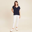 T-shirt maille légère manches courtes noir femme