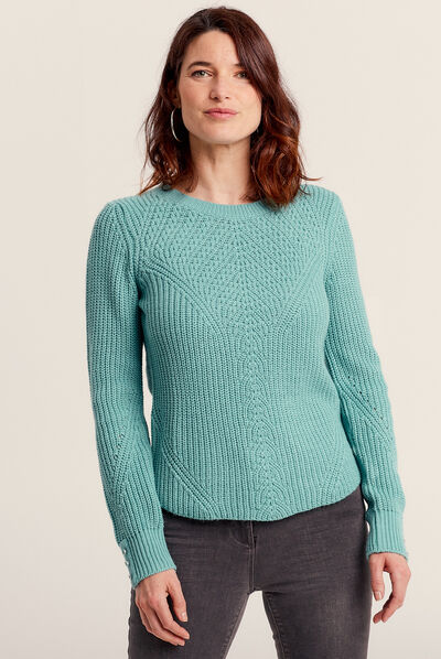 Pull manches longues bleu canard femme