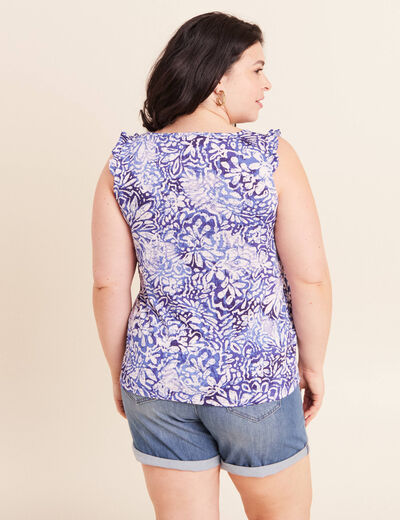 D&eacute;bardeur d&eacute;tails de volants bleu femme