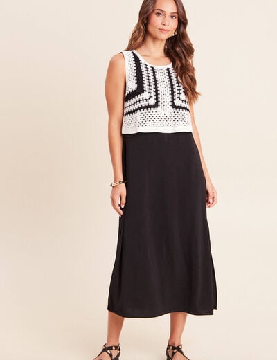 Robe avec haut crochet noir femme