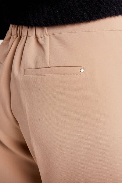 Pantalon large fluide à pinces sable femme