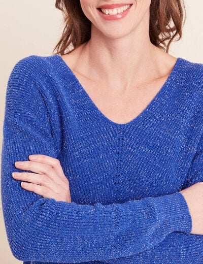 Pull manches longues bleu electrique femme