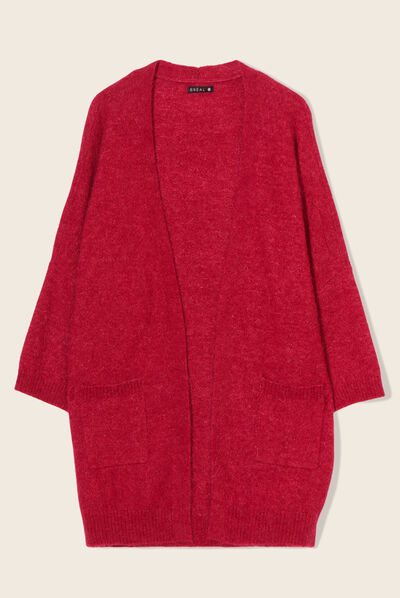 Gilet manches 3/4 rose framboise femme