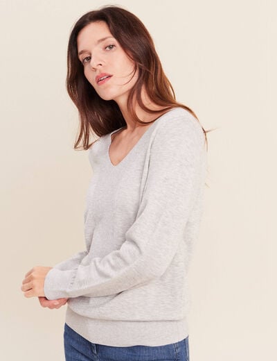 Pull manches longues gris clair femme
