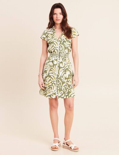 Robe droite zipp&eacute;e vert femme