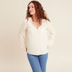 Blouse manches 3/4 à capuche ecru femme
