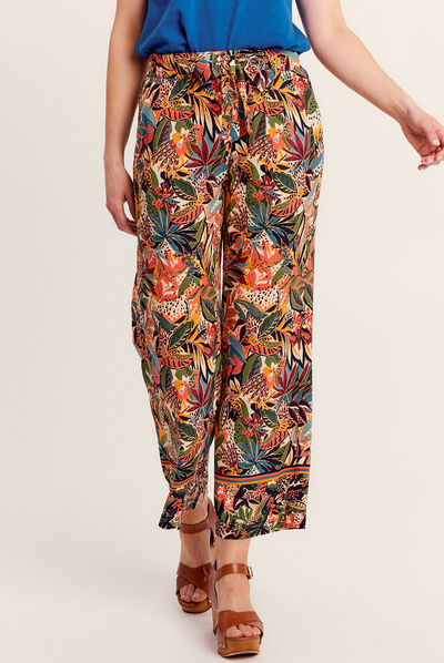 Pantalon flou multicolore femme