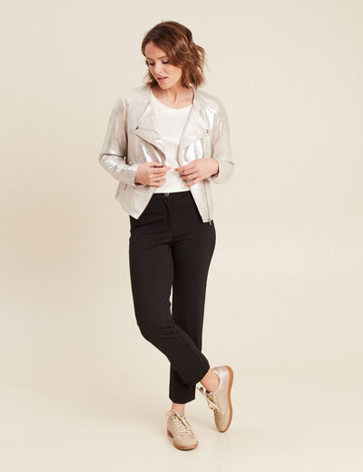 Veste droite zippée couleur argent femme