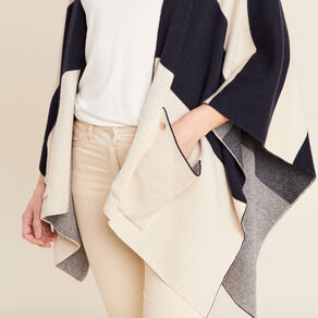 Poncho avec poches bleu foncé femme