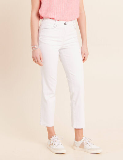 Jean coupe droite 7/8&egrave;me blanc femme