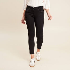 jean ajuste 78eme effet bi matiere noir femme Jean ajusté 7/8ème effet bi-matière noir femme