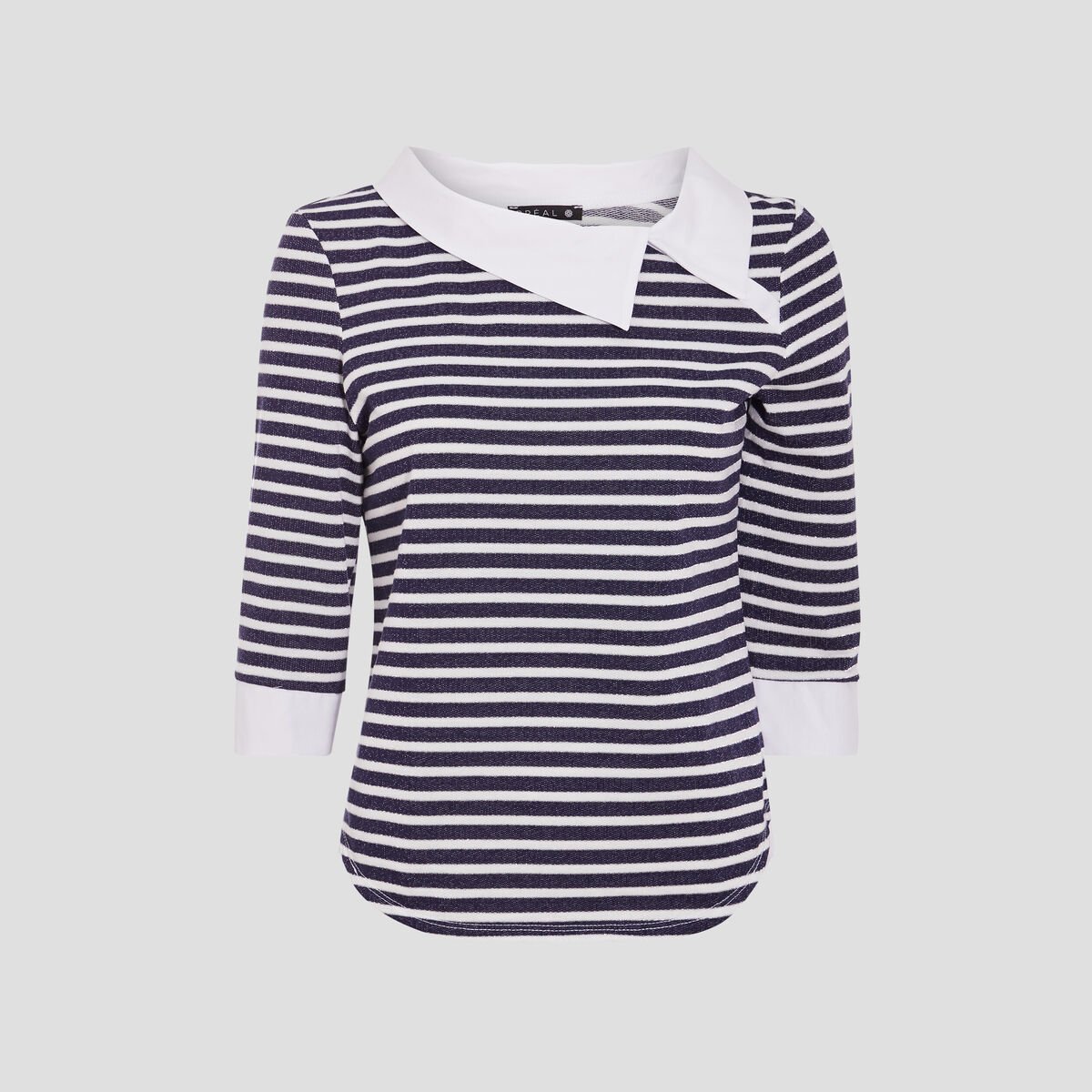 T-shirt manches 3/4 bleu marine femme