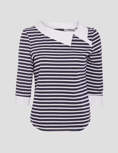 T-shirt manches 3/4 bleu marine femme