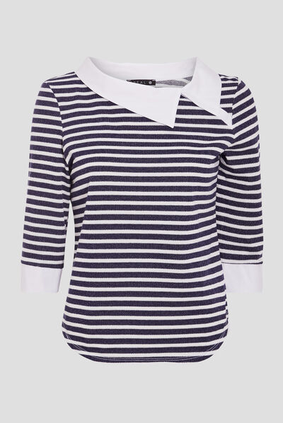 T-shirt manches 3/4 bleu marine femme