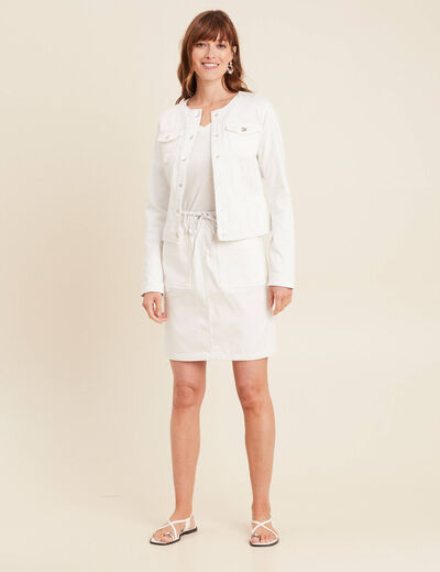 Jupe droite r&eacute;versible blanc femme