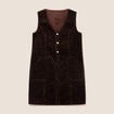 Robe droite courte sans manches velours marron cognac femme