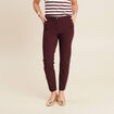 Pantalon chino ajusté 7/8ème bordeaux femme