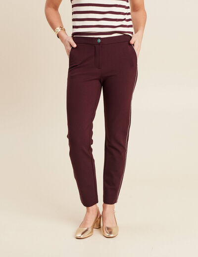 Pantalon chino ajusté 7/8ème bordeaux femme