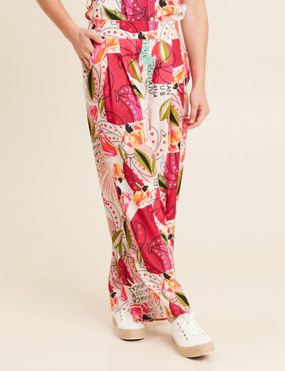 Pantalon large à pinces rose femme